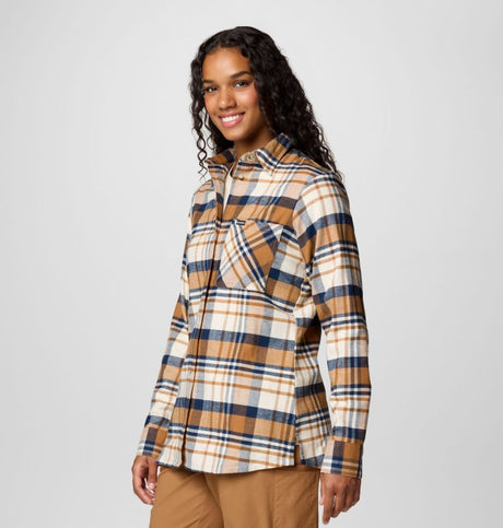 Columbia Women's Calico Basin Flannel Long-Sleeve Shirt - Camel Brown Multiplaid Camel Brown Multiplaid