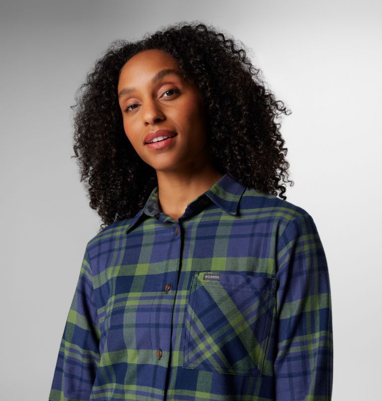 Columbia Women's Calico Basin Flannel Long-Sleeve Shirt - Collegiate Navy Multiplaid Collegiate Navy Multiplaid