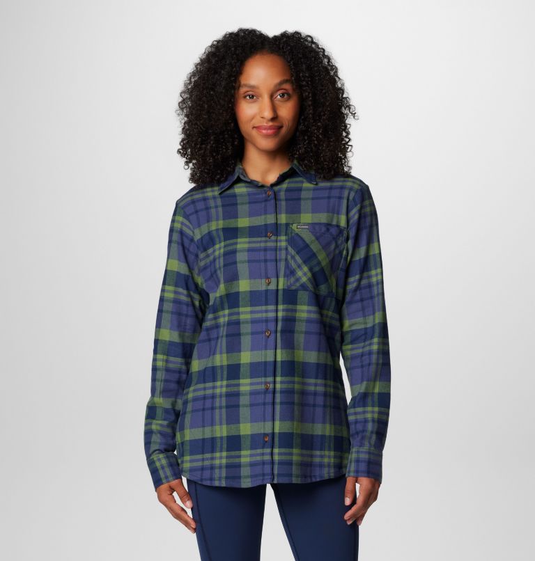 Columbia Women's Calico Basin Flannel Long-Sleeve Shirt - Collegiate Navy Multiplaid Collegiate Navy Multiplaid