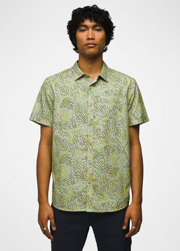 Prana Men's Lost Sol Printed Short Sleeve Shirt - Juniper Green Fronds Juniper Green Fronds