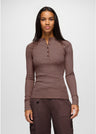 Prana Touchstone Henley Long Sleeve - Carob Heather Carob Heather