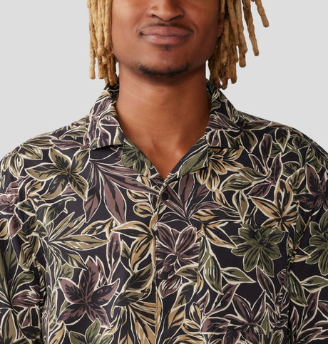 Mountain Hardwear Men's Trail Sender Camp Shirt - Black Floral Print Black Floral Print