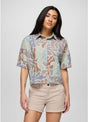 Prana Railay Short Sleeve Button Down - Almond Boogie Bloom Almond Boogie Bloom