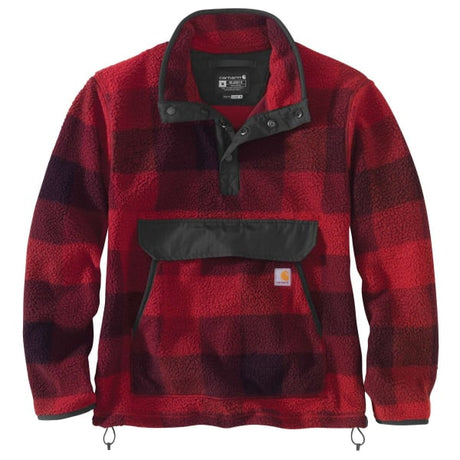 Carhartt Men's Relaxed Fit Fleece Pullover Oxblood plaid