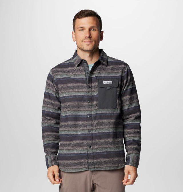 Columbia Men's PFG Uncharted Overshirt - Shark Lunar Stripe Shark Lunar Stripe