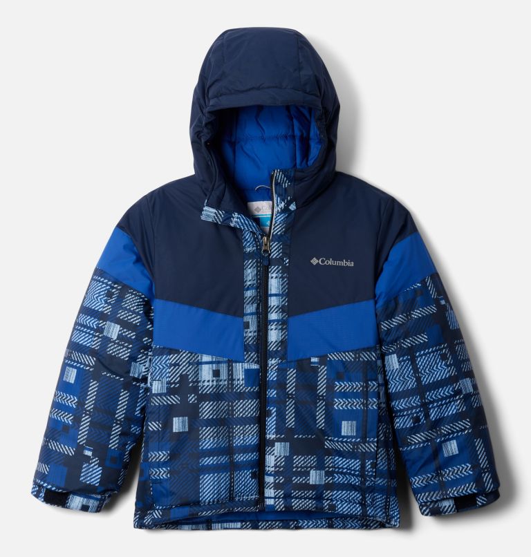 Columbia Boys' Lightning Lift III Printed Jacket - Coll Navy Warp Plaid/Mtn Blue Coll Navy Warp Plaid/Mtn Blue