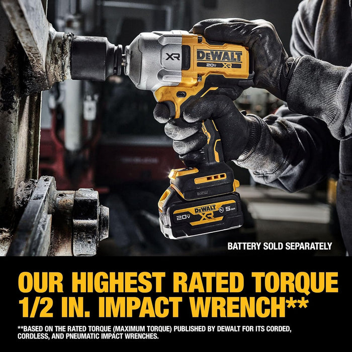 Dewalt 20V MAX XR Brushless Cordless 1/2 In High Torque Impact Wrench with Hog Ring Anvil (Tool Only)