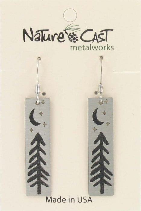 Nature Cast Metalworks Tree With Moon And Stars Disc Dangle Earring