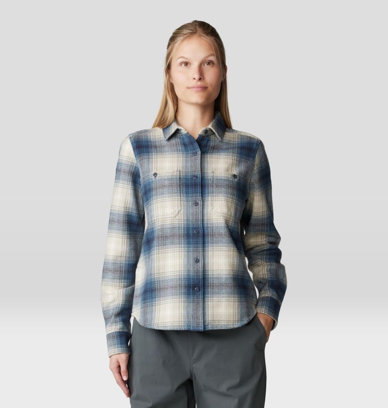 Mountain Hardwear Women's Plusher Long-Sleeve Shirt - Adriatic Blue Ombre Buffalo Check Adriatic Blue Ombre Buffalo Check