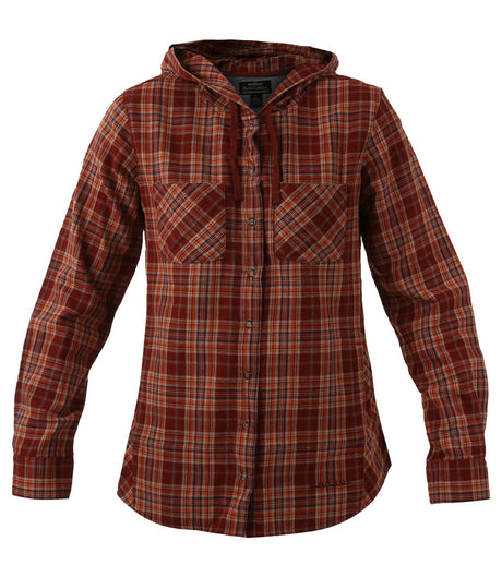 Noble Outfitters Women's Hooded Flannel Shirt - Brick Red Brick Red