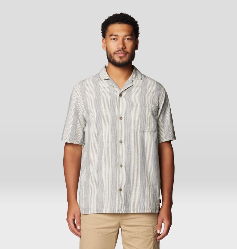 Mountain Hardwear Mens Cottonwood Camp Lite Short Sleeve Shirt - Moon Blue Strata Stripe Moon Blue Strata Stripe
