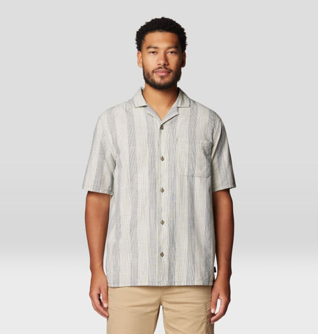 Mountain Hardwear Mens Cottonwood Camp Lite Short Sleeve Shirt - Moon Blue Strata Stripe Moon Blue Strata Stripe