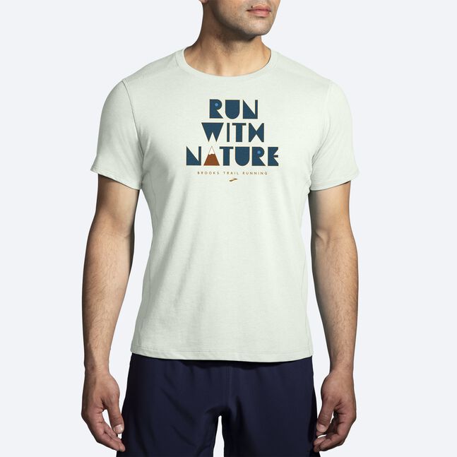 Brooks Men's Distance Short Sleeve 2.0 Mist/run with nature