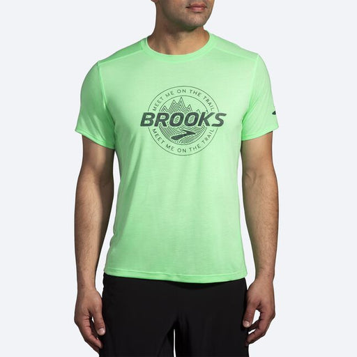Brooks Men's Distance Short Sleeve 3.0 Shirt Hyper Green/Brooks Trail