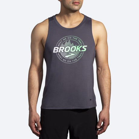 Brooks Men's Distance Tank 3.0 Asphalt/Brooks Trail