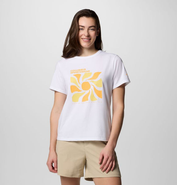 Women's Sun Trek Graphic Short Sleeve Shirt III - White / Wavy