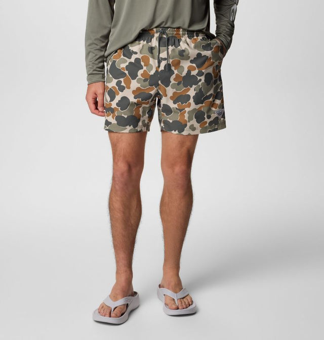 Columbia Mens PFG Rambler Printed Water Shorts - Fossil Deltahunter Camo Fossil Deltahunter Camo /  / 6IN