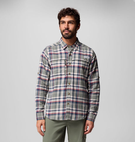 Columbia Mens Pfg Wild Cast Flannel Shirt Cyprss bckwtr tartan
