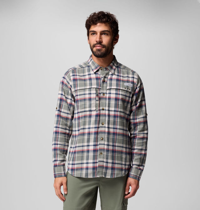 Columbia Mens Pfg Wild Cast Flannel Shirt Cyprss bckwtr tartan