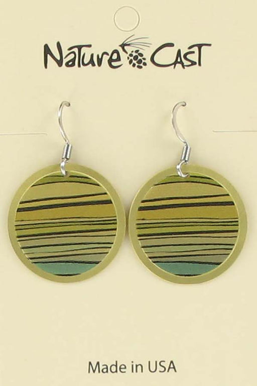 Nature Cast Metalworks Stripes On Round Disc Dangle Earring