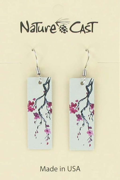 Nature Cast Metalworks Cherry Blossom Rectangle Dangle Earring