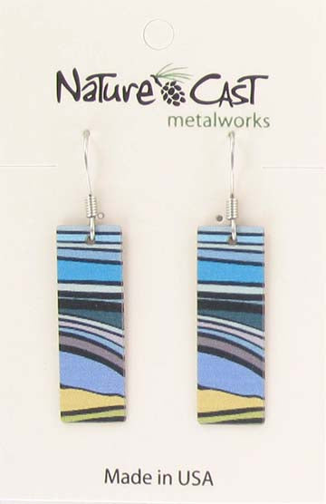 Nature Cast Metalworks Landscape Stripes Rectangle Dangle Earring