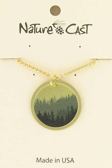 Nature Cast Metalworks Layered Trees Gold Pendant Necklace