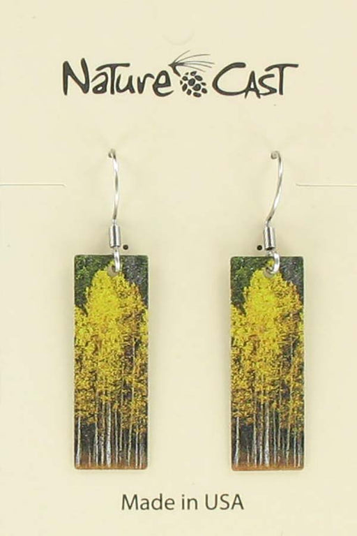 Nature Cast Metalworks Aspen Tree Cluster On Rectangle Dangle Earring