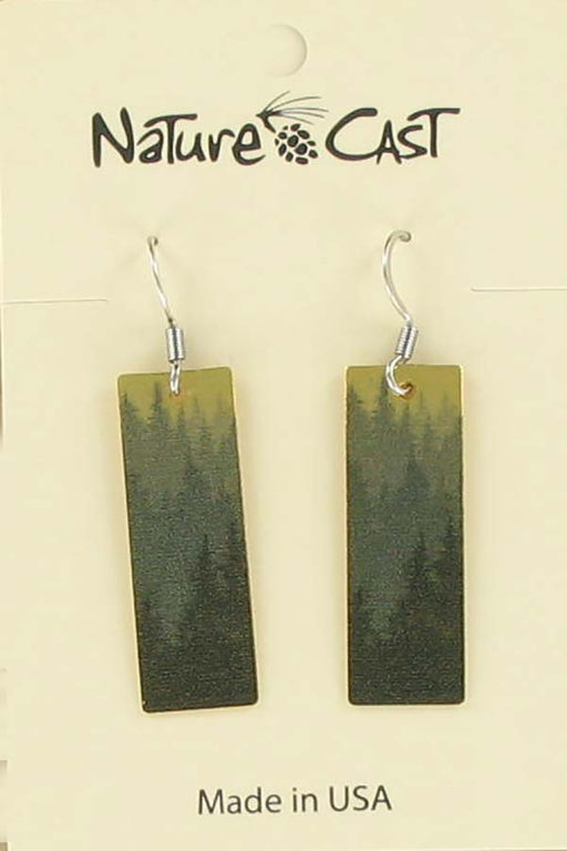 Nature Cast Metalworks Gold Layered Tree Rectangle Dangle Earring
