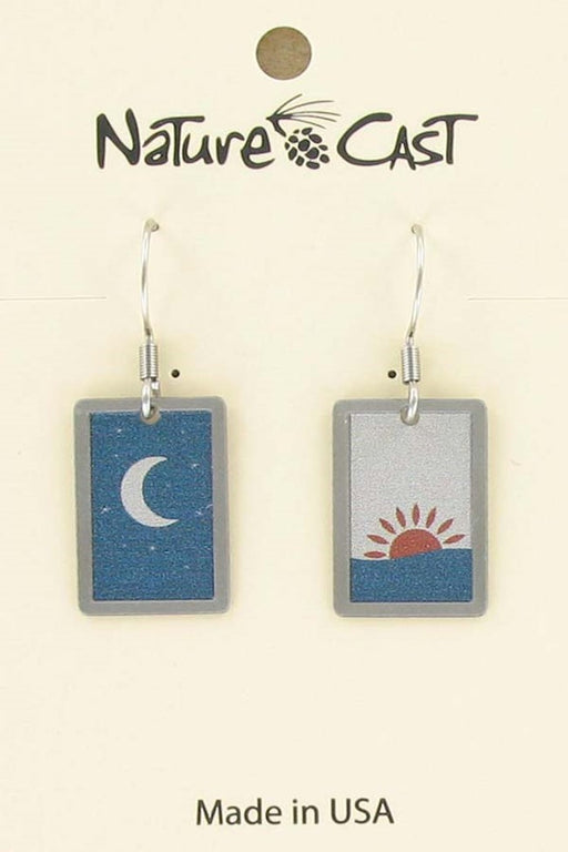 Nature Cast Metalworks Moon And Sun In Rectangle Dangle Earring Multi