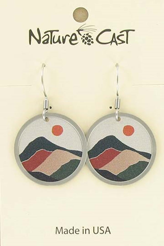 Nature Cast Metalworks Layered Mountain Sun Round Dangle Earring Multi