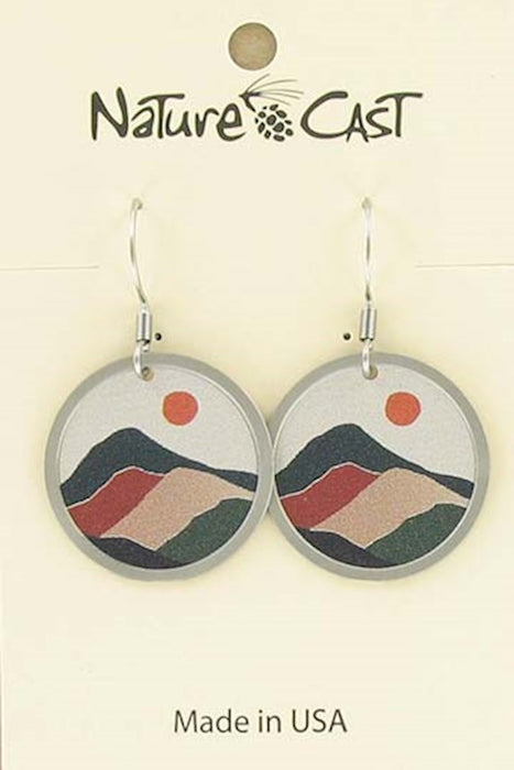 Nature Cast Metalworks Layered Mountain Sun Round Dangle Earring Multi 