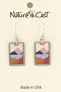 Nature Cast Metalworks Rectangle Mountain Lake With Orange Sun Dangle Earring Multi