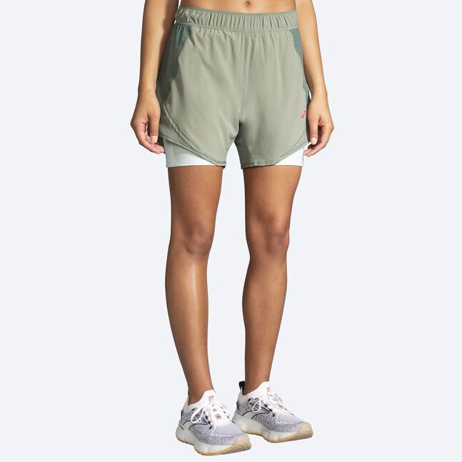 Brooks Women's Chaser 2-in-1 Short Pbbl/dkpbbl/clmint