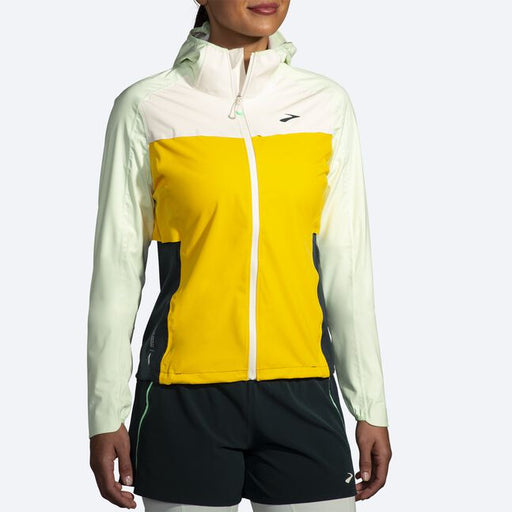 Brooks Women's High Point Waterproof Jacket Lemon/Ecru/Glacier Green