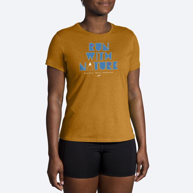 Brooks Women's Distance Short Sleeve 2.0 Ochre/runwithnature