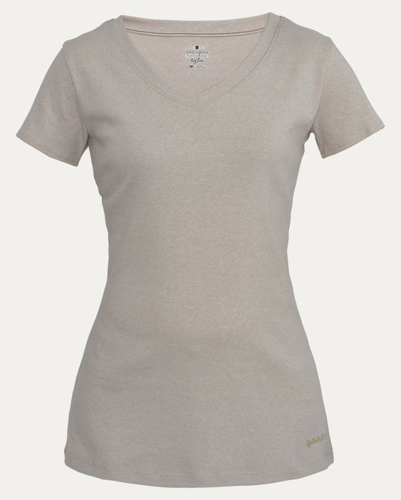 Noble Outfitters Tug Free Tee V-Neck (UPF 50+) Sand Heather
