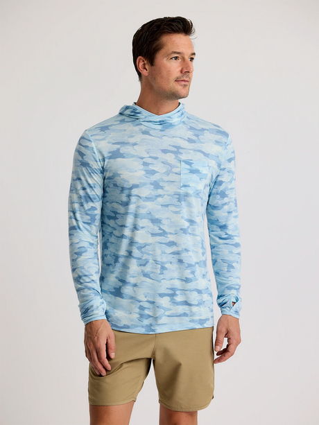 Free Fly Apparel Mens Bamboo Lightweight Hoodie - Seasmoke Camo / Surf Blue Seasmoke Camo / Surf Blue