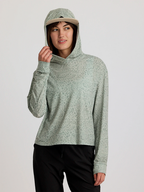 Free Fly Apparel Womens Elevate Lightweight Hoodie - Drifter Print / Desert Sage Drifter Print / Desert Sage