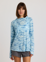 Free Fly Apparel Womens Bamboo Lightweight Hoodie II - Seasmoke Camo / Surf Blue Seasmoke Camo / Surf Blue