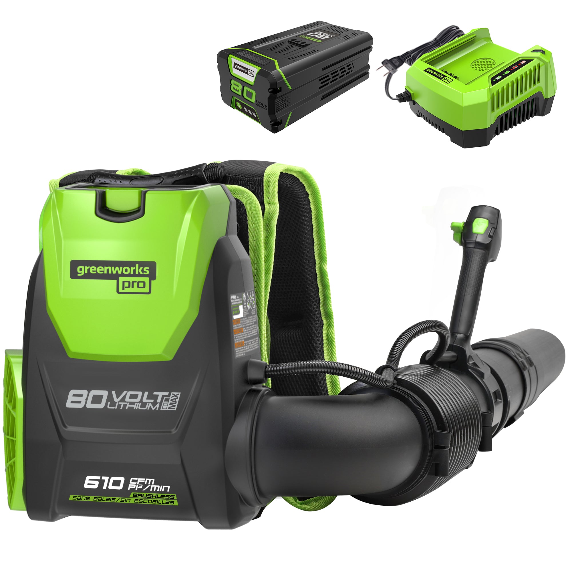 Greenworks Pro 80V 610 CFM Cordless Battery Single Port Backpack