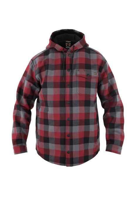 Noble Outfitters Men's Hooded Shirt Jacket Barn Red Plaid / REG