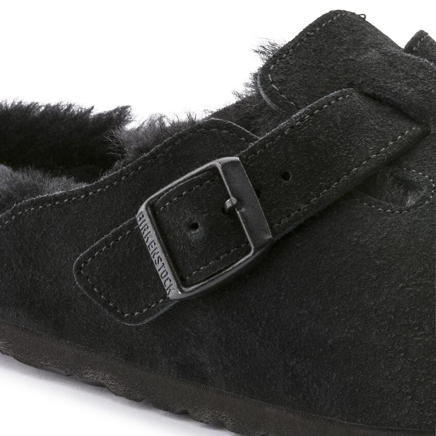 Birkenstock Boston Shearling Suede Leather Clog - Black Black