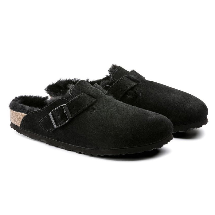 Birkenstock Boston Shearling Suede Leather Clog - Black Black