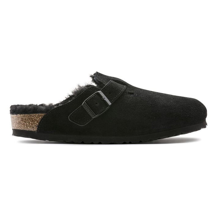 Birkenstock Boston Shearling Suede Leather Clog - Black Black