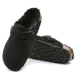 Birkenstock Boston Shearling Suede Leather Clog - Black Black