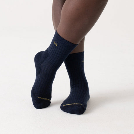 Wide Open Solid Cushioned Micro Crew Socks Denim