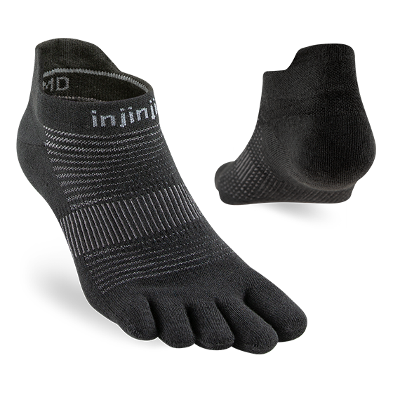 Injinji Run Lightweight No-Show Sock - Black Black