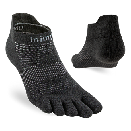 Injinji Run Lightweight No-Show Sock - Black Black