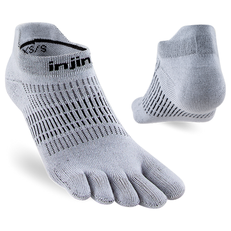 Injinji Women's Run Lightweight No-Show Sock - Gray Gray